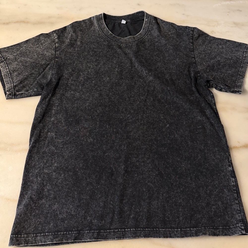 Men’s Charcoal Acid Wash T-Shirt Small Vintage Washed Streetwear Boxy Tee